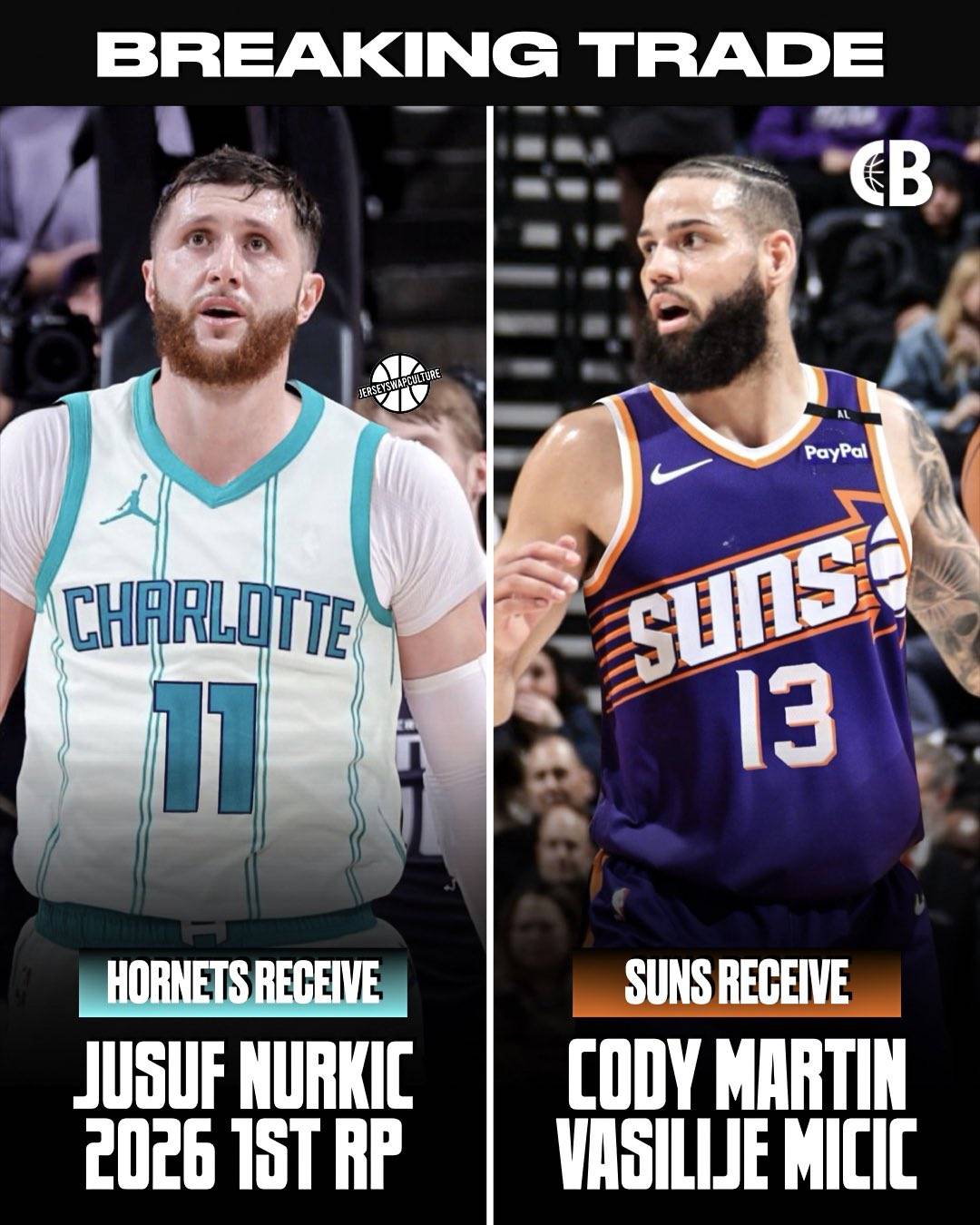 NBA选秀大会：夏洛特黄蜂和菲尼克斯太阳达成交易(夏洛特黄蜂队退役球衣)